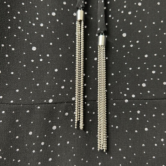 RW&Co Black Dress US 12 Silver Polka dots - Picture 9 of 11